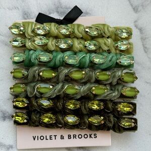 Anthropologie hair barrette clips set NEW rhinestone velvet Violet & Brooks 💚